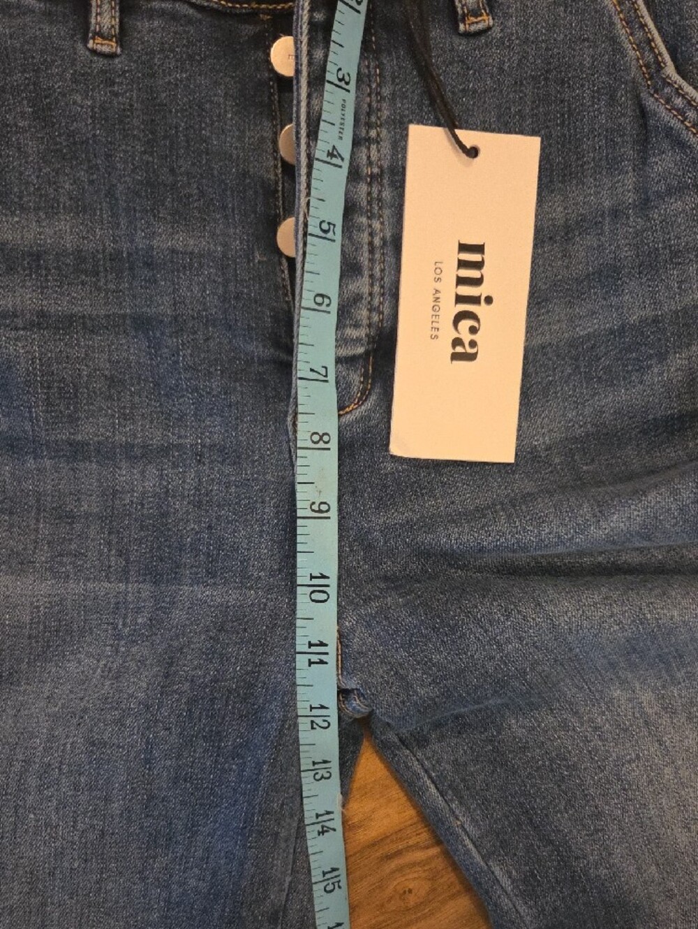 MICA  Los Angeles Button-Front Wide Leg Jeans in Denim Blue - Picture 5 of 7